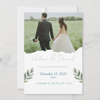 Invitation de mariage moderne - Vert Gris