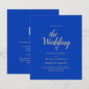 Invitation de mariage monochrome bleu royal à peti