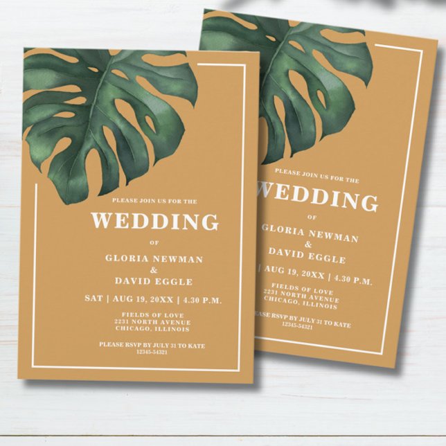 Invitation de mariage Monstera à feuille de palmie (Créateur téléchargé)