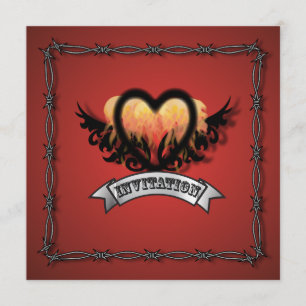 Invitation de mariage motard Rock N Roll coeur de 