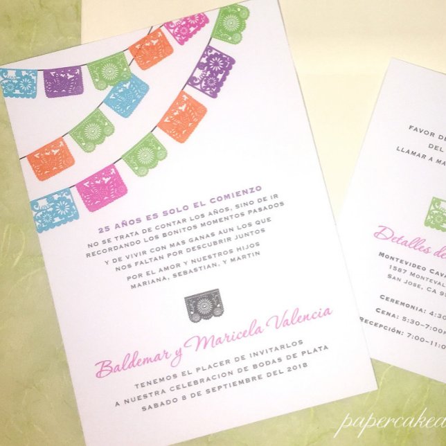 Invitation de mariage multicolore Papel Picado (Créateur téléchargé)