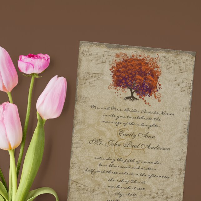 Invitation de mariage Musicale Or Coeur Corail Fon (Créateur téléchargé)