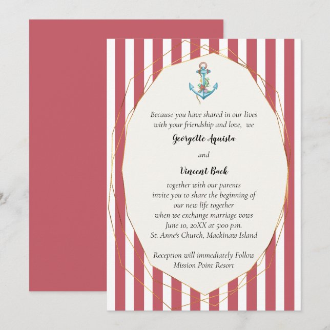 Invitation de mariage nautique (Devant / Derrière)