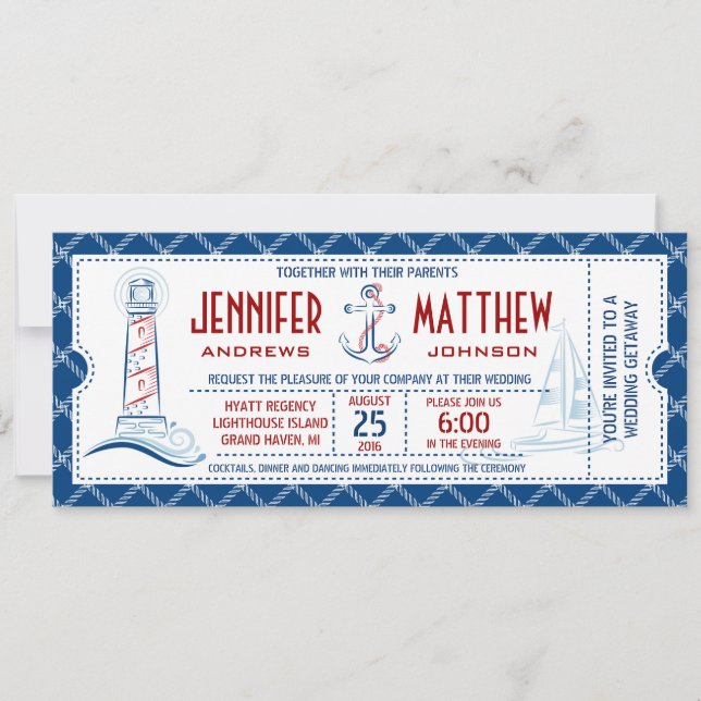 Invitation de mariage nautique (Devant)