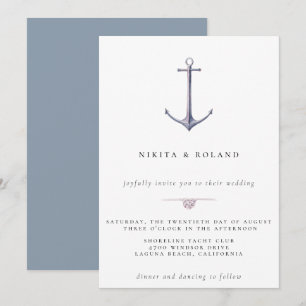 Invitation de mariage nautique à l'ancre à l'aquar