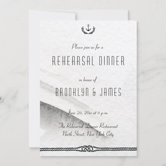 Invitation de Mariage nautique Gris Blanc (Devant)
