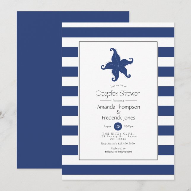 Invitation de mariage nautique pour une fête prénu (Devant / Derrière)
