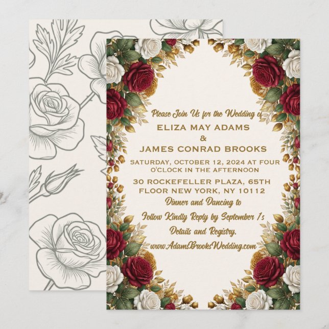 Invitation de mariage New York Rose (Devant / Derrière)