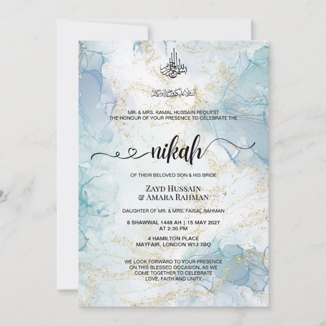 Invitation de mariage Nikah | Design islamique min (Devant)