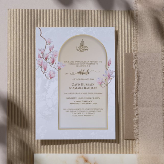 Invitation de mariage Nikkah élégante | Magnolias (Créateur téléchargé)