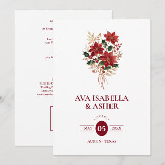 Invitation de mariage Noël Poinsettia Exquise QR T