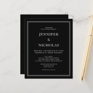 Invitation de mariage noir élégante et formelle à