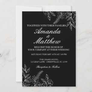 Invitation de mariage noir et blanc