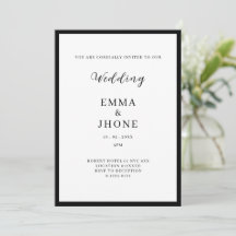 Invitation de mariage noir et blanc éditorial mode