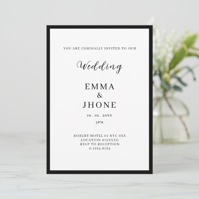 Invitation de mariage noir et blanc éditorial mode (Debout devant)