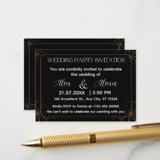 Invitation de mariage noir or