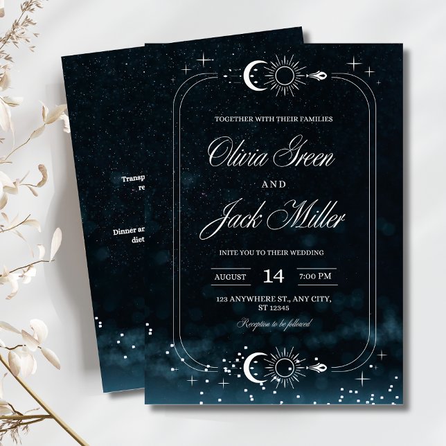 Invitation de mariage nuit étoilée céleste, Galaxi (Créateur téléchargé)