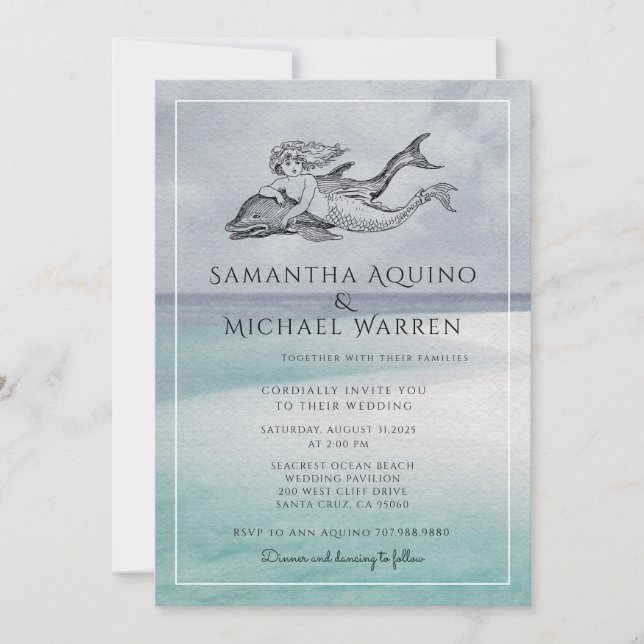 Invitation de mariage Ocean Beach (Devant)