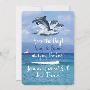 Invitation de mariage océanique à 3 dauphins saisi