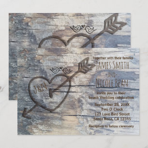 Invitation de mariage Oiseaux de l'amour Cœur scul