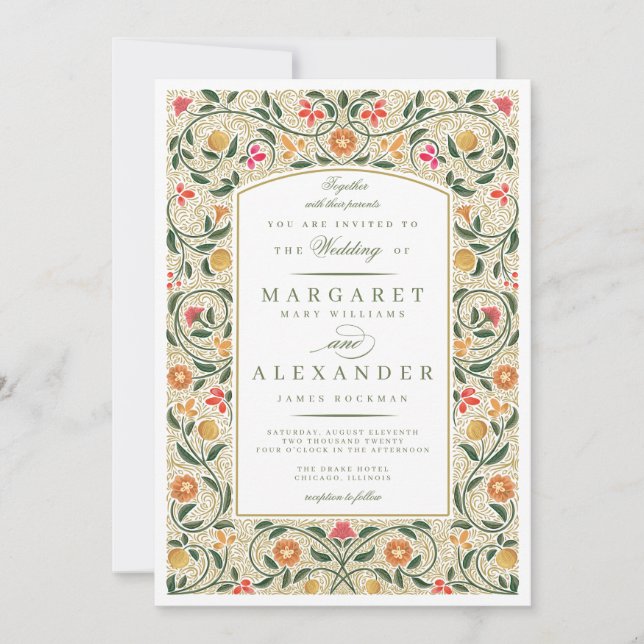 Invitation de mariage Old English Border (Devant)