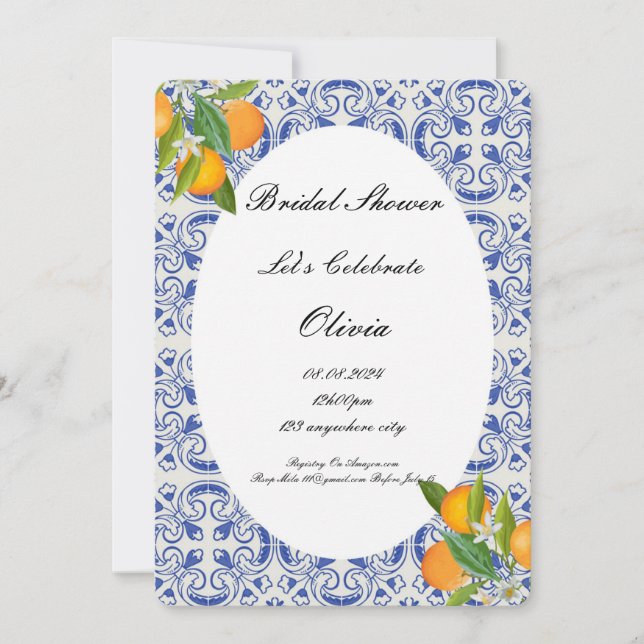 Invitation de mariage Orange Citrus  (Devant)