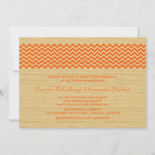 Invitation de mariage Orange Rustic Chevron