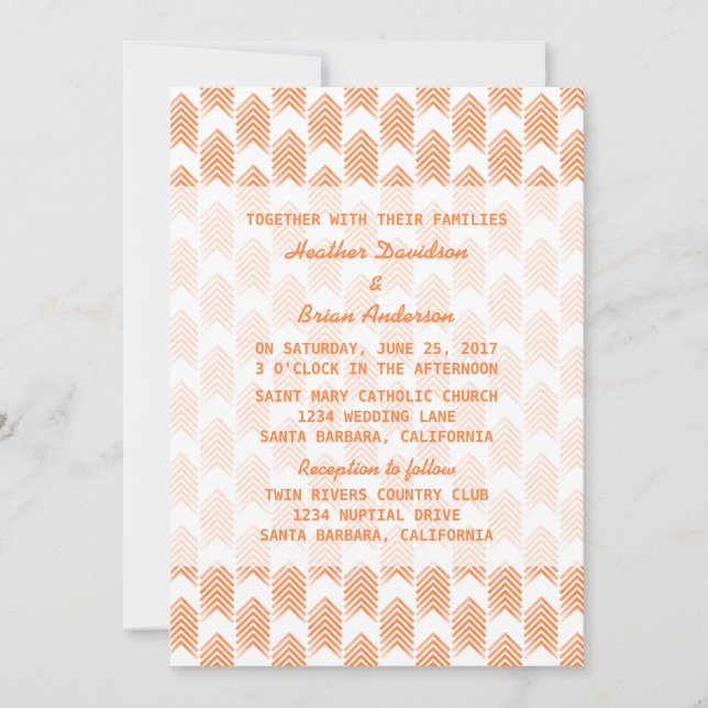 Invitation de mariage Orange Tribal Arrows (Devant)