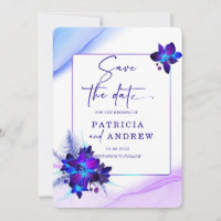 Invitation de mariage Orchidée Bleue Violette Enre