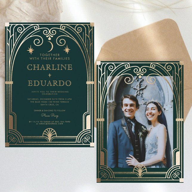 Invitation de mariage ornement de lierre vert forê (Créateur téléchargé)