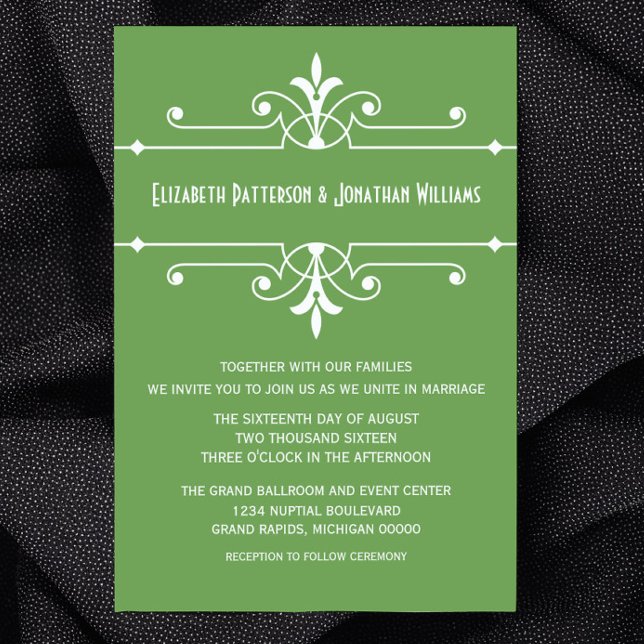 Invitation de mariage ornemental Green Fancy (Green Fancy Ornamental Wedding Invitation)