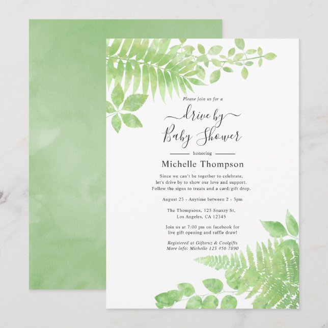 Invitation de mariage ou de baby shower sur le thè (Devant / Derrière)