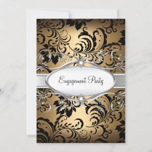 Invitation de mariage ou de fiançailles à motif fl