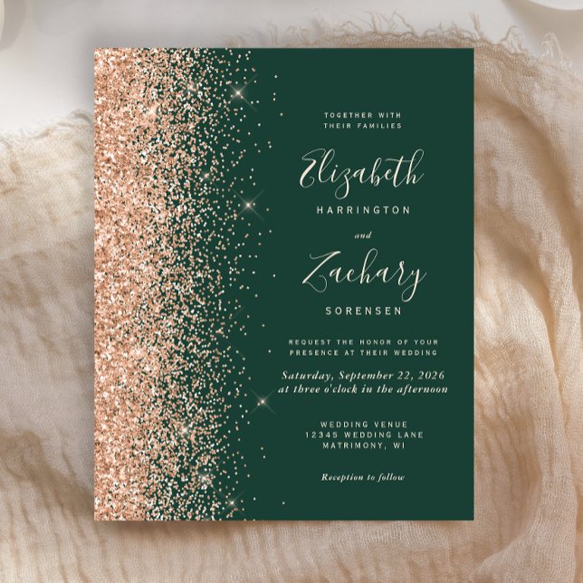Invitation de mariage paillettes vert émeraude et  (Créateur téléchargé)