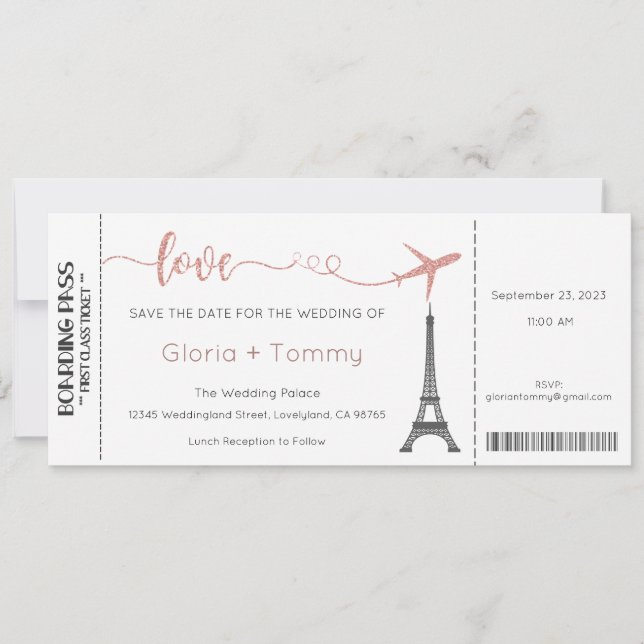Invitation de mariage, Papeterie de mariage, Amour (Devant)