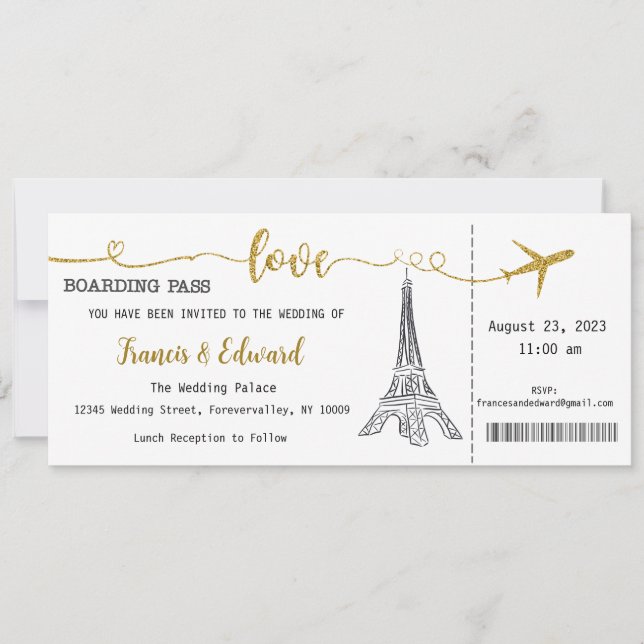 Invitation de mariage, Papeterie de mariage, Amour (Devant)
