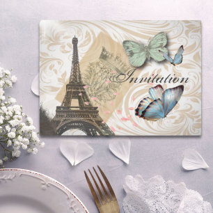 Invitation de mariage Papillon Tour Eiffel Paris