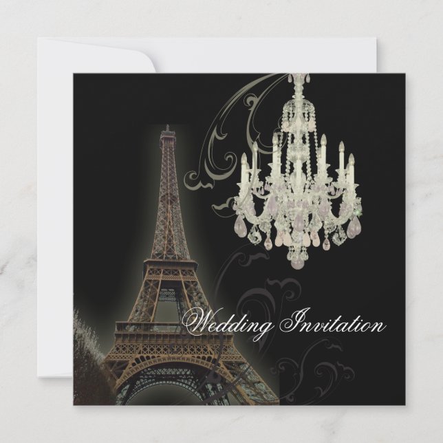 Invitation de mariage Paris Lustre Tour Eiffel (Devant)