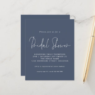 Invitation de mariage pas cher Dusty Navy Blue pou