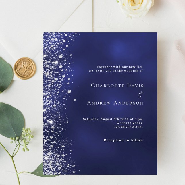 Invitation de mariage pas chère à paillettes argen (Créateur téléchargé)