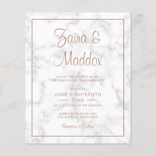 Invitation de mariage pas chère avec marbre et or