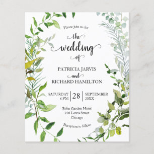 Invitation de mariage pas chère avec verdure à l'a