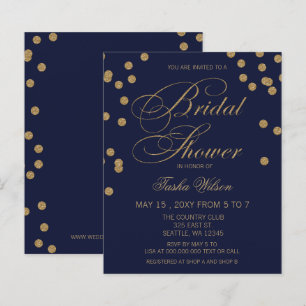 Invitation de mariage pas chère Navy Gold Confetti