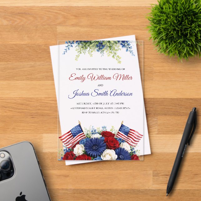 Invitation de mariage patriotique avec drapeau du  (Insitu (Carte d'invitation))