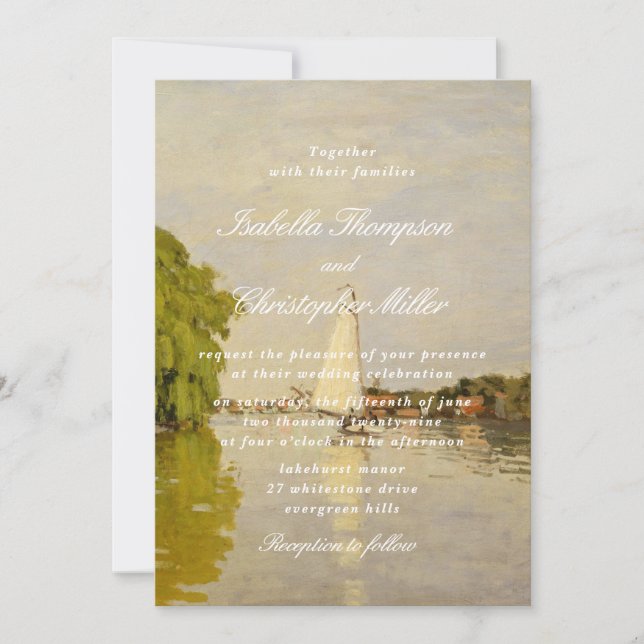 Invitation de mariage paysage à l'aquarelle (Devant)