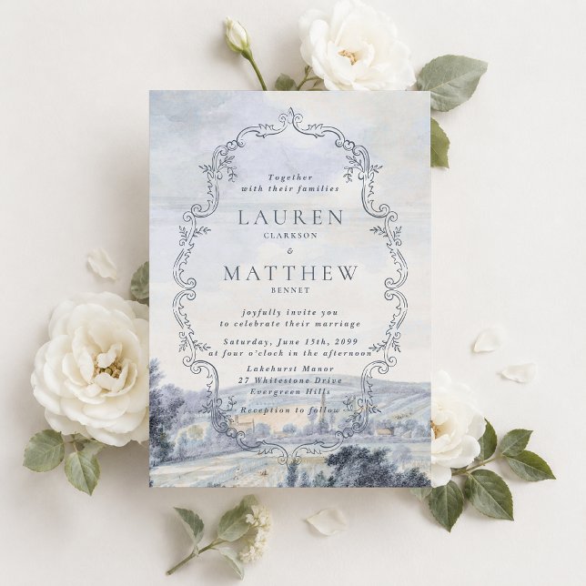 Invitation de mariage Paysage de campagne Art Fin (Créateur téléchargé)