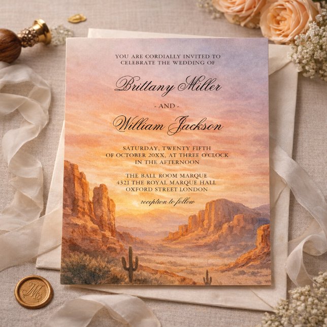 Invitation de mariage Paysage du désert peint (Créateur téléchargé)