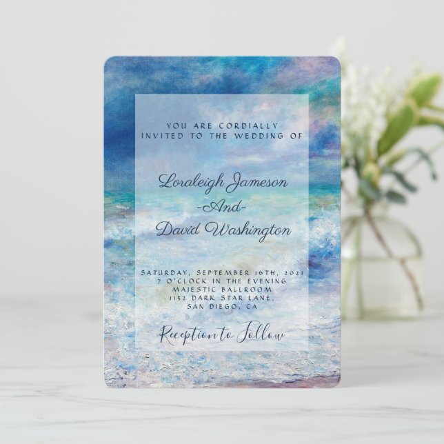 Invitation de mariage paysage marin (Debout devant)