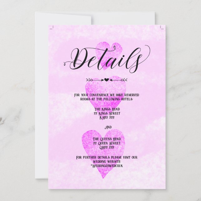 Invitation de mariage personnalisé détails coeurs  (Devant)