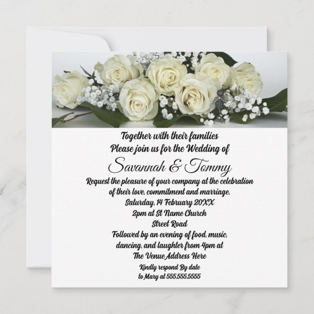 Invitation de mariage personnalisée (Dos)